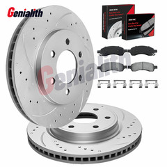 325mm Front Drilled Rotors and Brake Pads for Chevy Traverse GMC Acadia Enclave