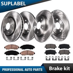 330mm Front & 334mm Rear Disc Rotors + Brake Pads for Honda Pilot Acura MDX ZDX