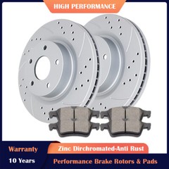 Front Drilled Slotted Rotors and Brake Pads for Ford Focus C-Max VOLVO C30 S40