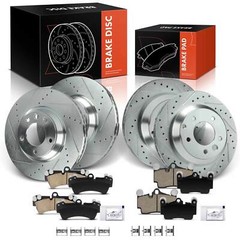 12pcs Front & Rear Side Drilled Rotor & Brake Pad for Audi Q7 Porsche VW Touareg