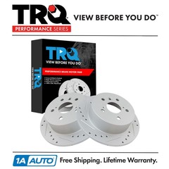 TRQ Performance Brake Rotor Drilled & Slotted Coated Rear Pair for Toyota