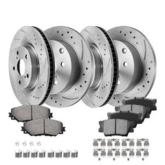 296mm Front + 281mm Rear Brake Rotors Pads Kits for 2006-2017 2018 Toyota Rav4
