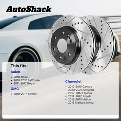 Front Drilled Brake Rotors Black Pair 2 for Chevy Equinox Malibu GMC Terrain V6