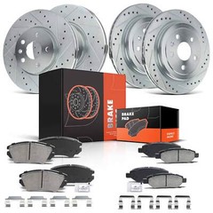 Front & Rear Drilled Brake Rotor & Ceramic Brake Pad for Chevrolet Camaro 10-15
