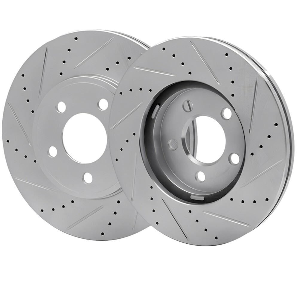 Front Right & Left Drilled-Slotted Disc Brake Rotors For Lincoln Town Car 11-03