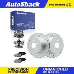 Rear Drilled Slotted Brake Rotors Ceramic Pads Hubs for INFINITI, FX35 2009-2010