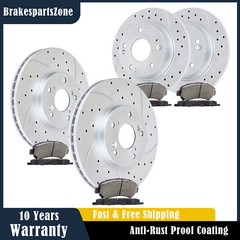 Front & Rear Brake Rotors Pads for Acura TSX 04-08 Accord 03-07 Drilled Slotted