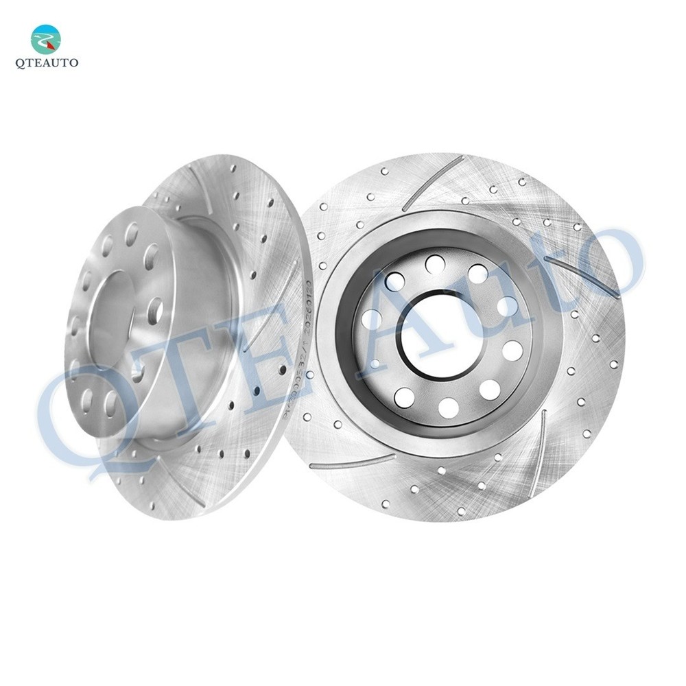 Rear 253mm Drilled Brake Rotors For 2015 2017 2018 Volkswagen Golf Sportwagen