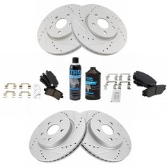 TRQ Front Rear Ceramic Pads & Performance Brake Rotor Kit w/ Chemicals