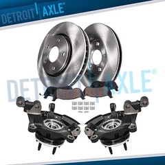 Front Steering Knuckles Hub Bearings Rotors Brake Pads for 2011-2014 Ford Edge