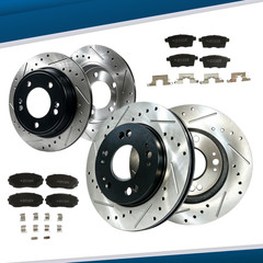 12.60 inch Front Drilled Rear Brake Rotors Ceramic Pads for 2014 2015 Mazda CX-9
