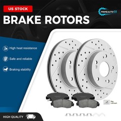 Front Rear Drilled Slotted Disc Brake Rotors Pads Kits for Honda Civic 2012-2015
