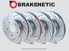 FRONT + REAR BRAKENETIC Sport Drilled Slotted Brake Rotors 6 LUG BSR74765