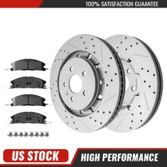 Front Drilled Rotors & Ceramic Brake Pads for Ford Explorer Taurus Flex MKS MKT