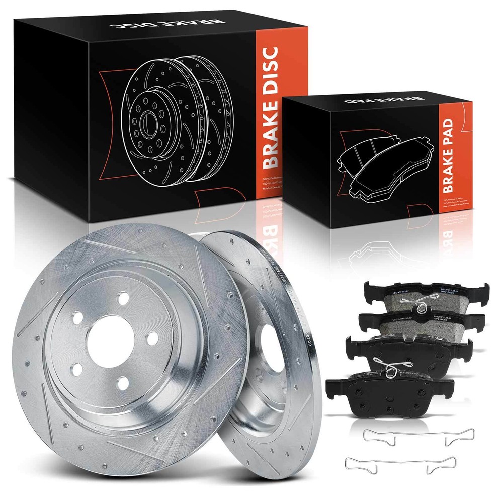 Rear Drilled Brake Rotors + Brake Pads for Ford Edge Fusion Lincoln Continental