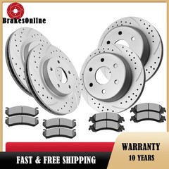 Front and Rear Brake Rotors Pads fit for Chevrolet Suburban 1500 Tahoe Drilled