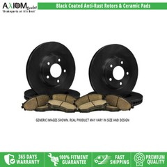 (Front & Rear Kit) Black Coated Anti-Rust -4 Brake Rotors – 8 Ceramic Brake Pads