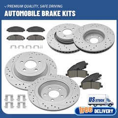 Front & Rear Drilled Brake Rotors Ceramic Pads Kit for 2015-2020 Ford Mustang