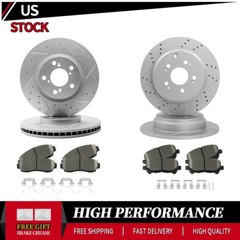 Front Rear Drilled Disc Brake Rotors + Ceramic Pads For Honda Odyssey 2011 -2014