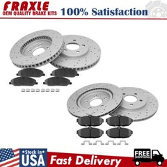 Front and Rear Drilled Rotors Ceramic Brake Pads for 2005-2010 Ford Mustang Base