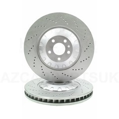 FOR AUDI SQ7 KINETIX FRONT CROSS DRILLED HIGH CARBON BRAKE DISCS PAIR 400mm X 38