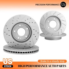 Front Rear Drilled & Slotted Brake Rotors for Kia Forte Koup 2014-2016 Veloster
