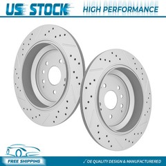 330mm Rear Drilled & Slotted Disc Brake Rotors Kit For 2014 2015 2016 Acura MDX