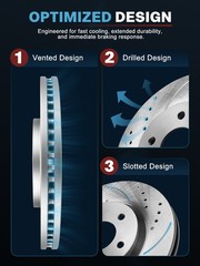 12.76 in Front Drilled Disc Brake Rotors for 2009 2010 2011 – 2016 Toyota Venza