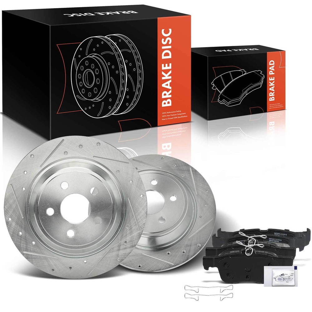 Rear Drilled Brake Rotors & Brake Pads for Ford Edge Fusion Lincoln Continental