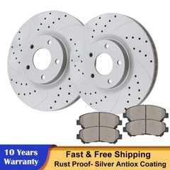Front Drilled Discs Rotors & Ceramic Pads for 2009-2014 2016-2019 Nissan Maxima