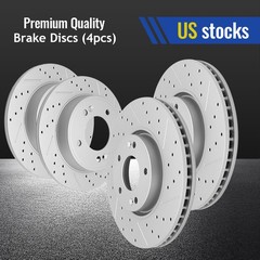 Front Rear Drilled Brake Disc Rotors For 2013-2018 Hyundai Veloster Kia Forte