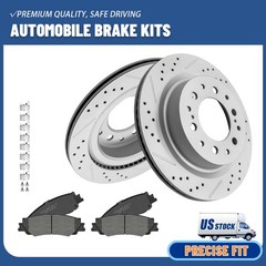 Rear Drilled Disc Brake Rotors & Ceramic Pads for 2022-2023 Toyota Tundra LX600