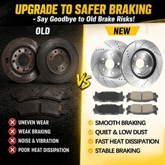 For Toyota Camry Avalon Lexus ES350 Front Rear Drilled Rotors Ceramic Brake Pads