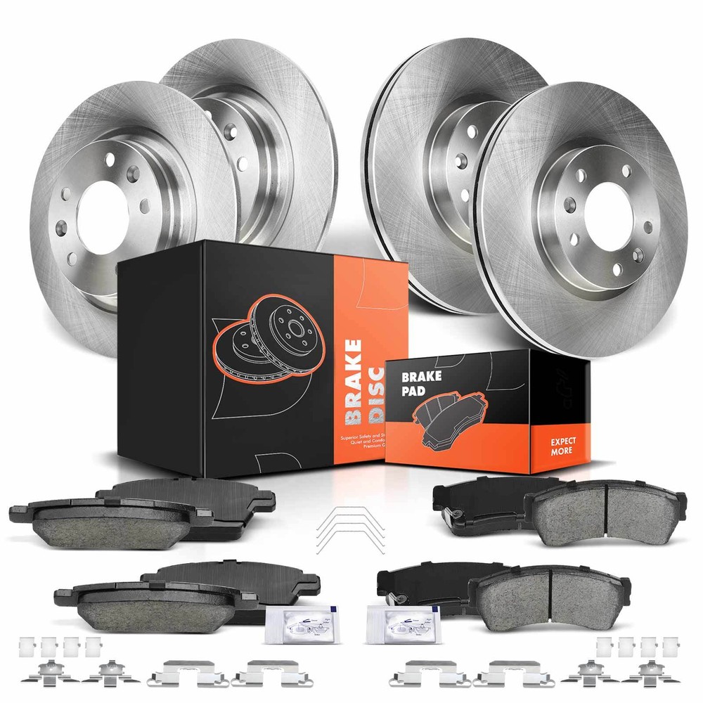Front Disc Rotor & Ceramic Pads for Mercedes-Benz C300 SLK250 w/o Sport Package