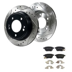 10.2 inch Rear Drilled Slotted Rotors Brake Pads fit 2014 -2016 Toyota Corolla