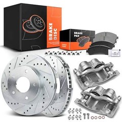Front Drilled Brake Rotor & Pad+Brake Caliper for Chevrolet Blazer S10 GMC 98-05