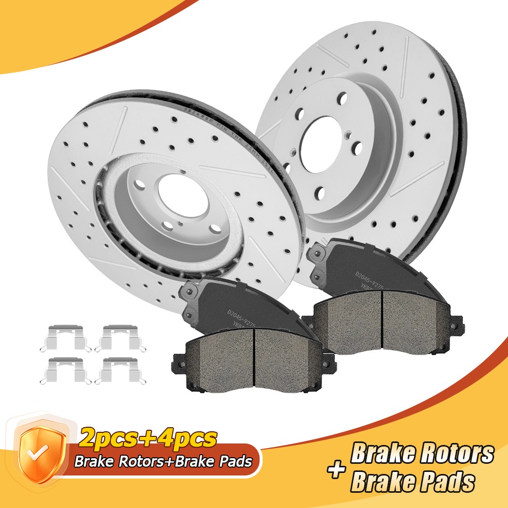 10.91 in Front Drilled Brake Rotors & Ceramic Pads for 2017-2023 Subaru Impreza