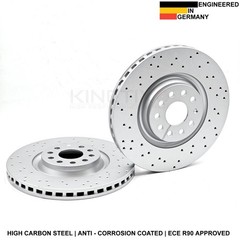 FRONT & REAR KINETIX CROSS DRILLED PERFORMANCE BRAKE DISCS FR RR 340mm 310mm