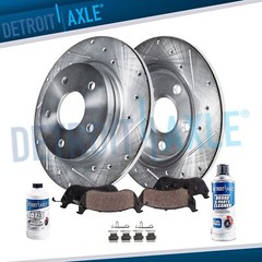 REAR Drilled Rotors Ceramic Brake Pads for 2005 2006 Mitsubishi Lancer Outlander