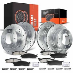Front & Rear Drilled Rotors & Brake Pads for Dodge Ram 1500 06-08 Ram 2500/3500