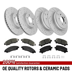 Front Rear Drilled Brake Rotors Ceramic Pads For 2009-2015 Honda Pilot Acura MDX