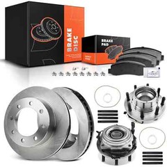 Front Disc Brake Rotor & Pad + Hub Bearing for Ford F-250 Super Duty 2005-2009