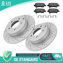 Rear Drilled Brake Rotors+Ceramic Pads for 13-15 Kia Optima Hyundai Sonata Azera