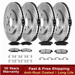 Front & Rear Drilled Rotors Brake Pads for Chevy Silverado Suburban 1500 Tahoe