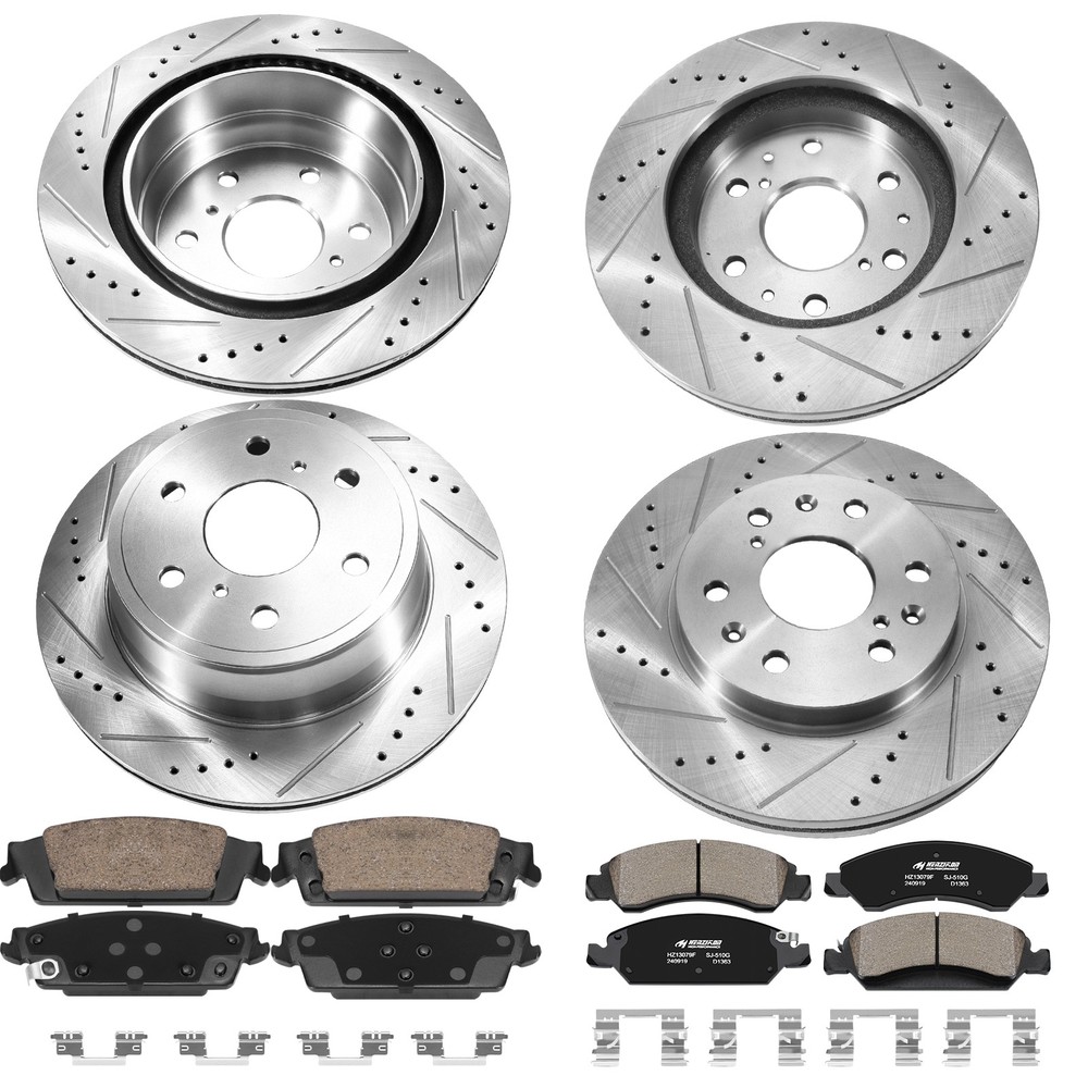 Heavy Duty Truck Tow Drilled Rotors + Low Dust Ceramic Brake Pad Set Fit GMC