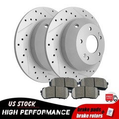 Rear Drilled Disc Brake Rotors Pads for 2015 2016 2017 2018 2019 2020 Kia Sedona