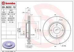 Brembo 09.B632.10 Standard vented Front Brake Rotor NISSAN/NISSAN (DFAC) OE# 402