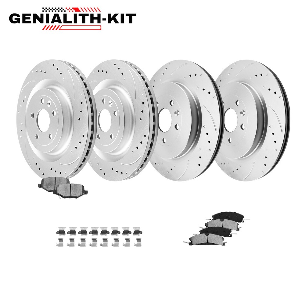 Front Rear Drilled Rotors Brake Pads for Ford Taurus Explorer Lincoln MKS MKT