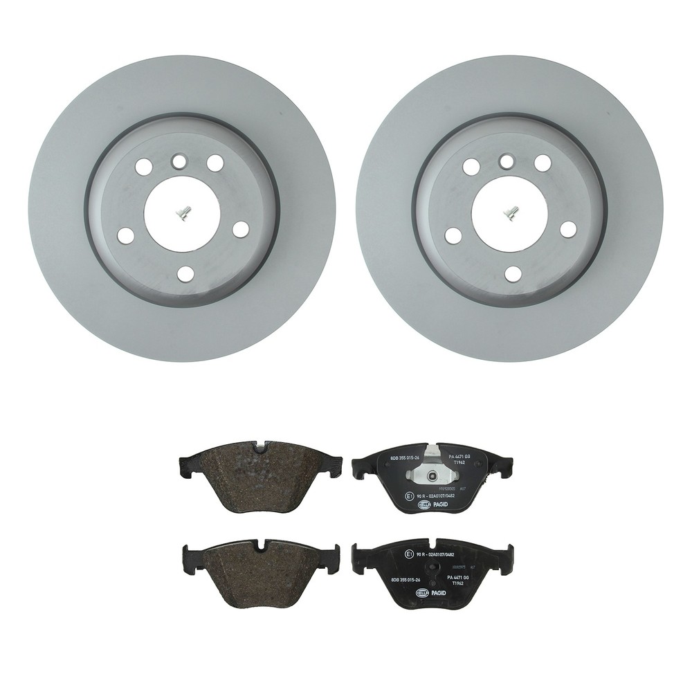 Hella Front 330mm Rotors Low-Met Disc Brake Pad Kit For BMW F10 528i Base 14-16