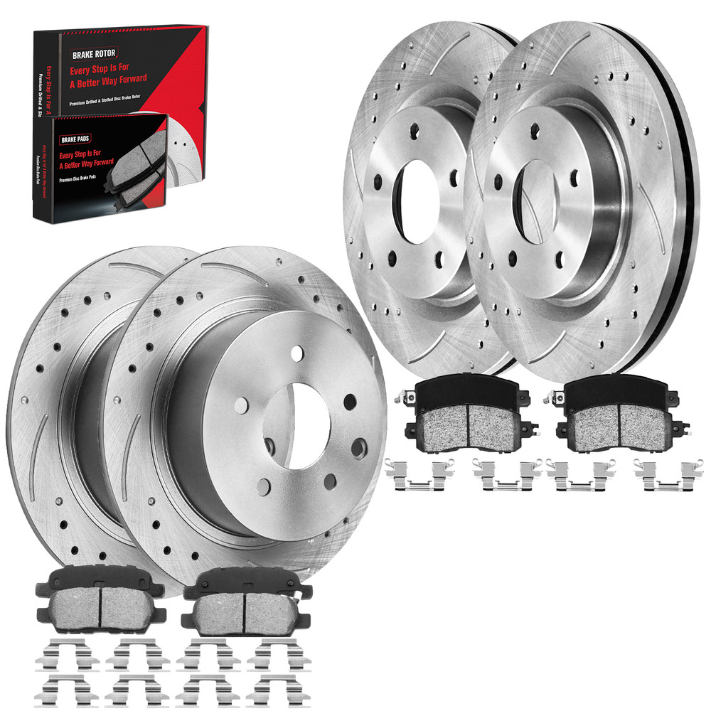 Front & Rear Drilled Slotted Rotors + Pads for 2013-2019 2020-2023 Nissan Altima